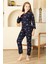 Kız Çocuk Pat Yakalı-Baskılı ve Düğme KAPAMALI-%100 Pamuk Pijama Takımı 12352 3