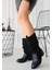 Jolin Siyah Cilt Süet Detaylı Çizme 1