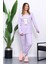 Lila Kışlık Pamuklu İnterlok Pijama Takımı 1