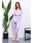 Lila Kışlık Pamuklu İnterlok Pijama Takımı 2