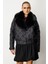 Kadın Yakası Kürklü Şişme Mont 6607 Siyah 3