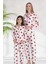 Anne Kız Kombini (Ayrı Ayrı Satılır) Beyaz Üzerine Kırmızı Kalp Desenli Pijama Takımı 2