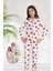 Anne Kız Kombini (Ayrı Ayrı Satılır) Beyaz Üzerine Kırmızı Kalp Desenli Pijama Takımı 3