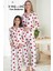 Anne Kız Kombini (Ayrı Ayrı Satılır) Beyaz Üzerine Kırmızı Kalp Desenli Pijama Takımı 4
