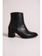 Popin Siyah Fermuarlı Kadın Sivri Burun Yarım Bot 5