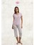 Kadın Giyim Kısa Kol V Yaka Dantel Detaylı Pembe Kapri Pijama Takımı L1.AR.325.3.001 2