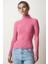 Balıkçı Yaka Fitilli Örme Bluz LHJ0007 Pembe 1