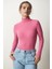 Balıkçı Yaka Fitilli Örme Bluz LHJ0007 Pembe 2