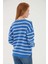 Rahat Bisiklet Yaka Çizgili Kazak Mavi 6