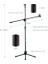 Mikrofon Tripod Stand Boom Zemin Modeli Ayarlanabilir Yükseklik Hafif Ağırlık Ağır Hizmet Kablolu Kablosuz Mikrofon Için Katlanabilir Canlı Ses Mic Klip Tutucularla Sahne Performansı Siyah 2