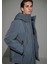 Su İtici Kapüşonlu Gri Şişme Mont 0110663-80776 13