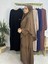 Ferace & Abaya Sufle Eşarp ve Iki Kat Büzgülü Elbise Takım.hijab .hac ve Umre Için Uygundur Kahve 3