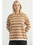 Çizgili Oversize Basic Triko Kazak - Karamel 3