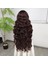 Koyu Kumral Ekstra Uzun Fiber Sentetik Dalgalı Tül Peruk 5