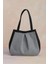 Siyah Gri Çok Amaçlı Premium Oversize Düz Orta Boy Kanvas Kadın El ve Omuz Çantası 6