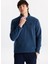 D5WM-SWT3300 Indigo Fermuarlı Yaka Basic Düz Erkek Polar Sweatshırt 1