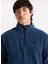 D5WM-SWT3300 Indigo Fermuarlı Yaka Basic Düz Erkek Polar Sweatshırt 3