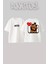 Emoji Tasarım Sırt Baskılı Pamuk Beyaz Oversize T-Shirt 1