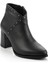 Siyah Hakiki Deri Kadın Bot & Bootie K02208021803 5