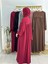 Şallı ve Üsten Robalı,kemerli Elbise Takım .hijap ,abaya (Hac ve Umre Için Uygundur) Bordo 4