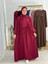 Şallı ve Üsten Robalı,kemerli Elbise Takım .hijap ,abaya (Hac ve Umre Için Uygundur) Bordo 5