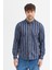 Erkek Dikine Çizgili Melanj Button Down Regular Fit Pamuk Polyester Gömlek 2