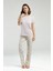 Kadın Süprem Kumaş Pudra Renk Kısa Kollu Pijama Takımı 2