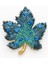Göksunun Izi Mavi Taşlı Altın Tonlu Yaprak Formlu Metal Broş Aksesuar 6