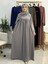 Şallı ve Üsten Robalı,kemerli Elbise Takım .hijap ,abaya (Hac ve Umre Için Uygundur) Gri 1