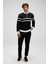 Şeritli Pamuklu Regular Fit Yarım Fermuarlı Dik Yaka Sweat Erkek Sweat EM619 2