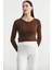 Fitilli Crop Triko Kazak - Kahve 3