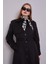 Siyah Kol Düğme Detaylı Trençkot 2