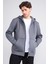 Çetinkaya Mentality 3034 Erkek 3 Iplik Kapüşonlu Fermuarlı Sweatshirt Koyu Gri 1