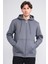 Çetinkaya Mentality 3034 Erkek 3 Iplik Kapüşonlu Fermuarlı Sweatshirt Koyu Gri 2