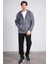 Çetinkaya Mentality 3034 Erkek 3 Iplik Kapüşonlu Fermuarlı Sweatshirt Koyu Gri 3