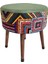 Puf Koltuk Tabure - Etna Gökkuşağı Yeşil - Ahşap Gürgen Ayaklı 1