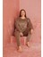 Calia 8701 Uzun Kollu Kadife Battal Beden Kadın Pijama Takımı 1