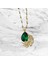 Yeşil Damla Taşlı Yaprak Zirkon Çelik Kolye 1