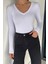 V Yaka Uzun Kol Kadın Body Bluz P-00018942 1