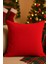 Kırmızı Keten Dokulu Polyester Kırlent Kılıfı – Düz Dekoratif Yastık 1