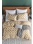 Honeycomb Beige Ranforce %100 Pamuk Çift Kişilik Nevresim Takımı Lastikli Çarşaflı 2