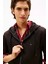 Erkek Regular Fit Kapüşonlu Kanguru Cepli Fermuarlı Sweatshirt - Siyah 4