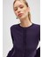 Ripley Çelik Örgü, Düğmeli Kadın Triko Hırka - Koyu Mor 6