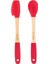 096-24-BAMBU Saplı Kırmızı Silikon Spatula ve Kaşık Seti 1