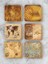 Dünya Haritası Temalı Ahşap Bardak Altlığı Ahşap Baskılı Altlık 6'lı Set (9 X9CM) KARBONNM13 2