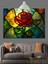 Vitrayda Kırmızı Gül Yaprağı Dekoratif Kanvas - Mdf Ahşap Tablo 1