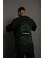Erkek Bisiklet Yakalı Sırt Baskılı Oversize T-Shirt - Siyah 1