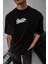 Erkek Baskılı Oversize T-Shirt - Siyah 4