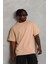 Unisex Oversize Düz Bisiklet Yaka T-Shirt - Bej 4
