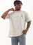Unisex Oversize Baskılı Bisiklet Yaka T-Shirt - Gri 1